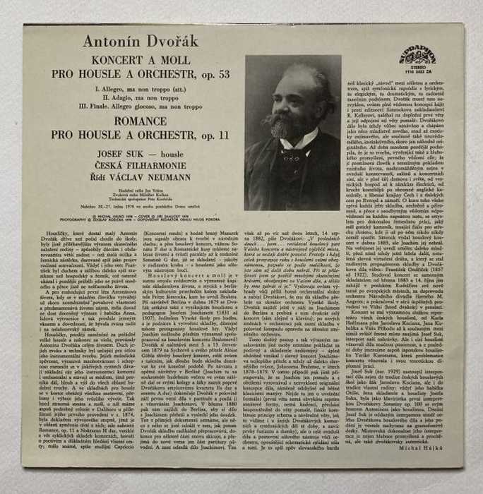 Antonín Dvořák – Josef Suk, Česká filharmonie, Václav Neumann - Koncert A moll / Romance pro housle (LP)