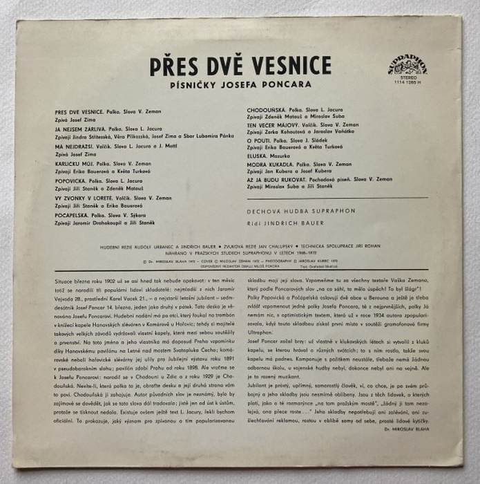 Josef Poncar - Přes dvě vesnice (LP)