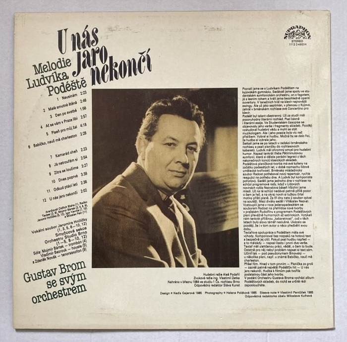 Gustav Brom se svým orchestrem - U nás jaro nekončí - Melodie Ludvíka Podéště (LP)