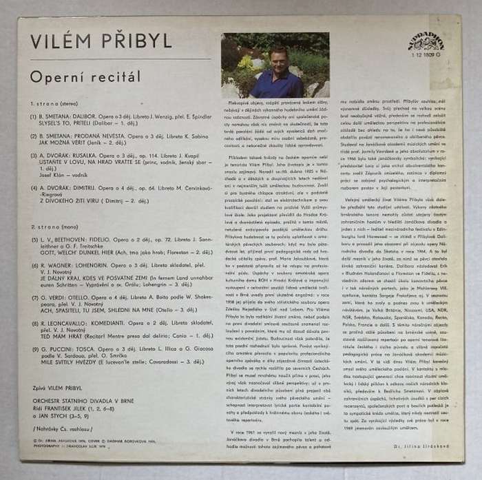 Vilém Přibyl - Operní recitál (LP)