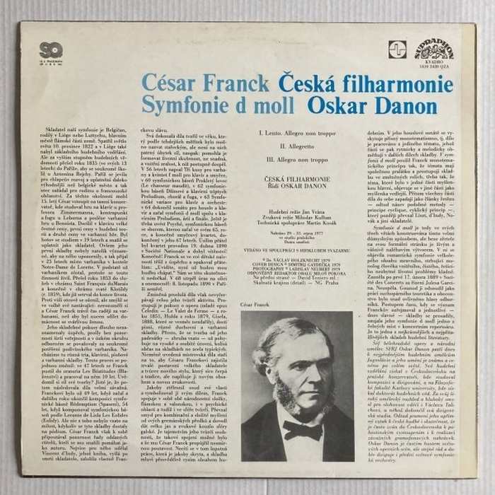 César Franck, Česká filharmonie, Oskar Danon - Symfonie D moll (LP)