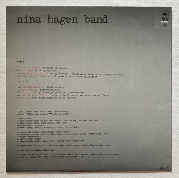 Nina Hagen Band - Unbehagen (LP)
