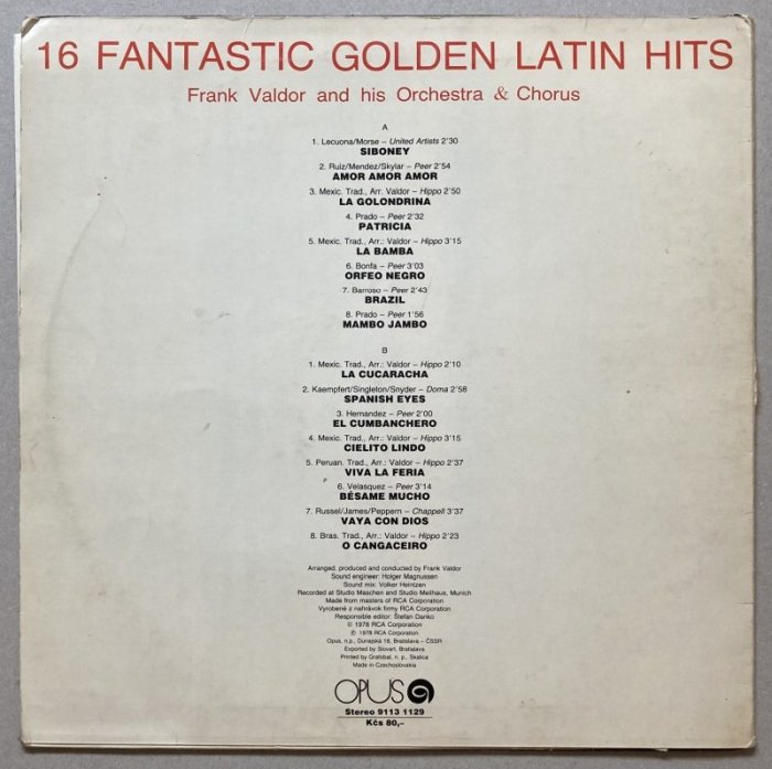 Frank Valdor And His Orchestra  a  Chorus - 16 Fantastic Golden Latin Hits (LP)
