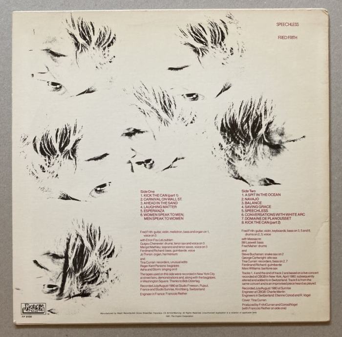 Fred Frith - Speechless (LP)
