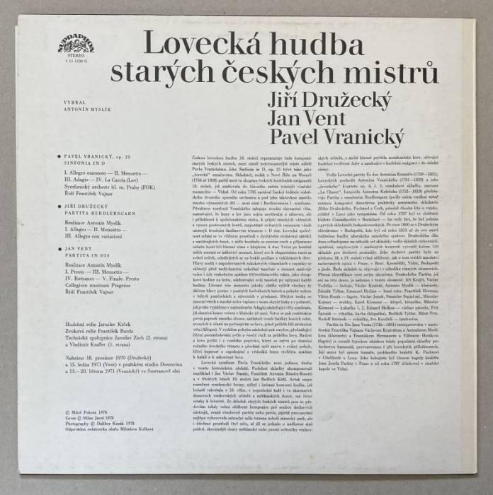 J. Družecký | J. Vent | P. Vranický - Lovecká hudba starých českých mistrů (LP)
