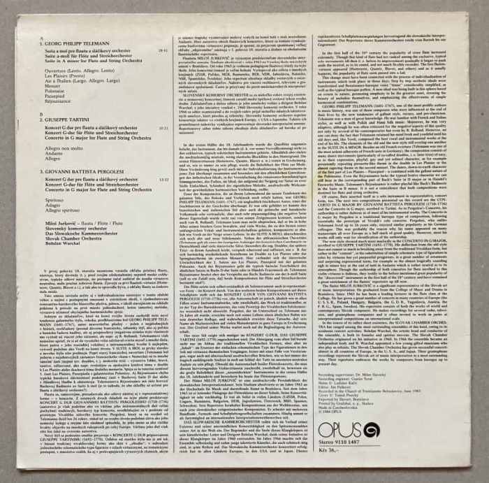 Slovak Chamber Orchestra, Miloš Jurkovič - Tartini, Telemann, Pergolesi (LP)