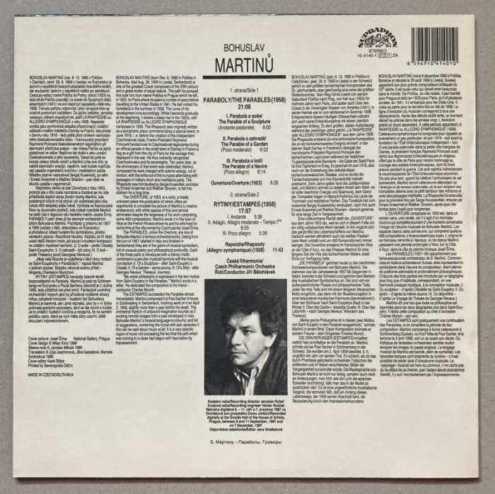 Martinů - Czech Philharmonic Orchestra, Jiří Bělohlávek - The Parables / La Rhapsodie / Les Estampes - Overture (LP)