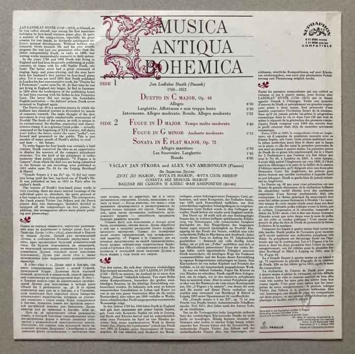 Jan Ladislav Dusík, Václav Jan Sýkora, Alex Van Amerongen - Musica Antiqua Bohemica (LP)