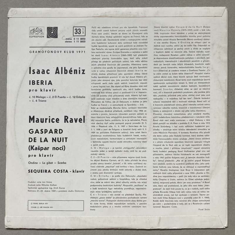 Isaac Albéniz / Maurice Ravel, Sequeira Costa - Iberia / Gaspard De La Nuit (Kašpar Noci) (LP)