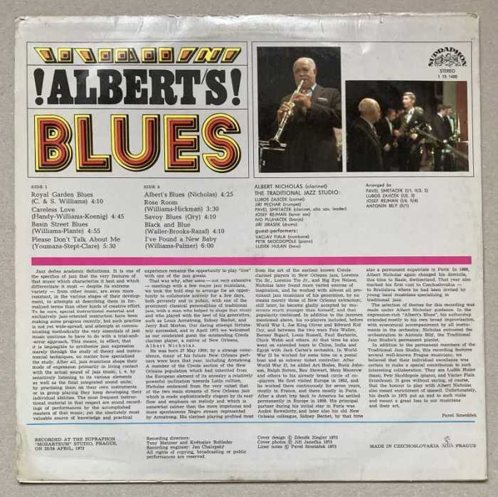 Albert Nicholas And The Traditional Jazz Studio - Albert's Blues (LP)