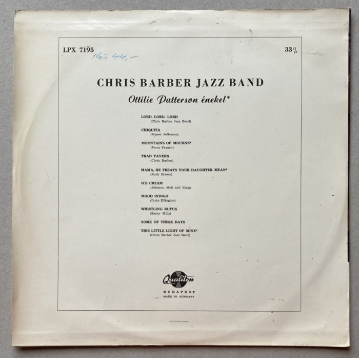 Chris Barber Jazz Band - Ottilie Patterson Énekel (LP)