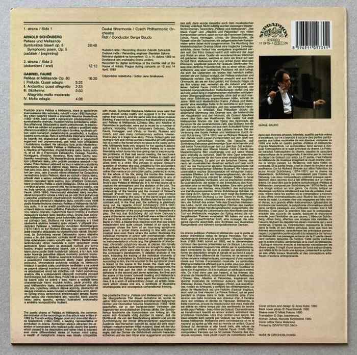 Czech Philharmonic Orchestra, Serge Baudo - Schönberg / Fauré - Pelléas Et Mélisande (LP)