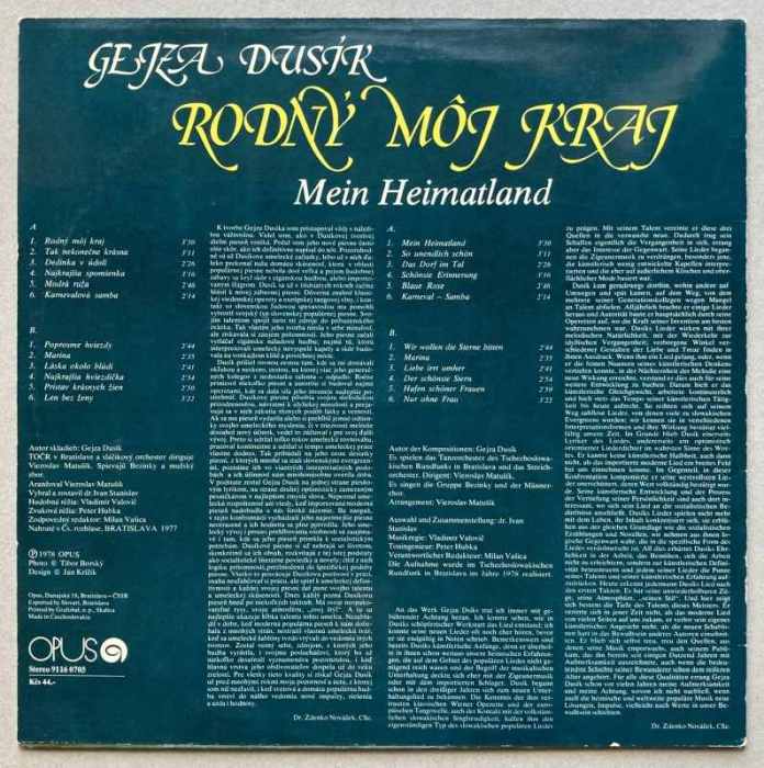 Gejza Dusík - Rodný moj kraj (LP