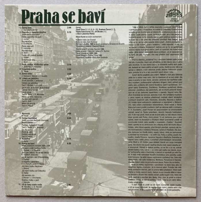 Josef Zíma, Vlasta Kahovcová, Svatava Černá, Sláva Kunst se svým Orchestrem - Praha se baví (Pražské písničky 1925-1935) (LP)
