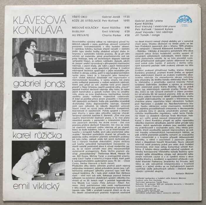 Klávesová Konkláva, Gabriel Jonáš - Karel Růžička - Emil Viklický - Klávesová Konkláva (LP)