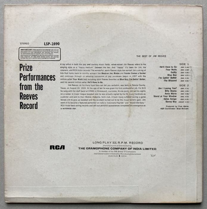 Jim Reeves - The Best Of Jim Reeves (LP)
