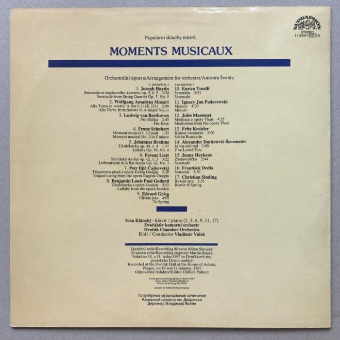 Dvořák Chamber Orchestra, Vladimír Válek - Moments Musicaux (LP)