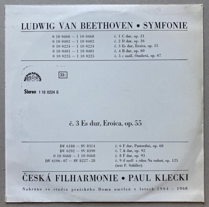 Ludwig van Beethoven, Česká Filharmonie, Paul Klecki - Symfonie Č. 3 Es Dur, Eroica, Op. 55 (LP)