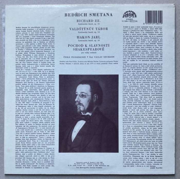 Bedřich Smetana, The Czech Philharmonic Orchestra, Václav Neumann - Švédské symfonické básně (LP)