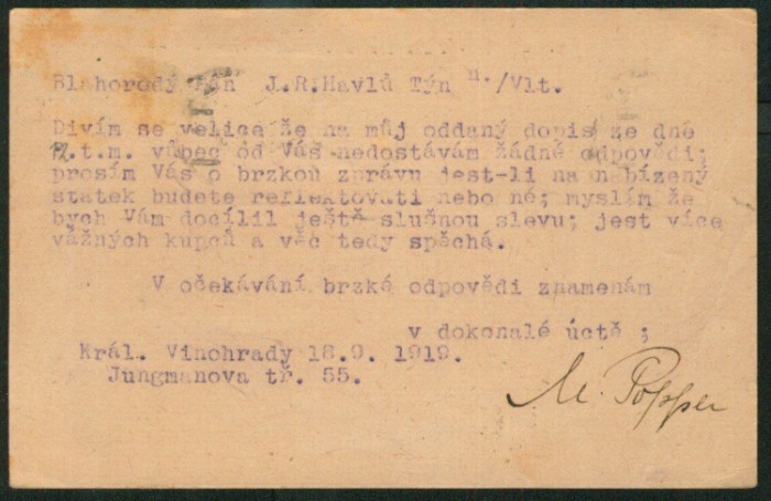 Dopisnice CDV7 (Pofis) dofrankovaná zn. Pofis č. 3