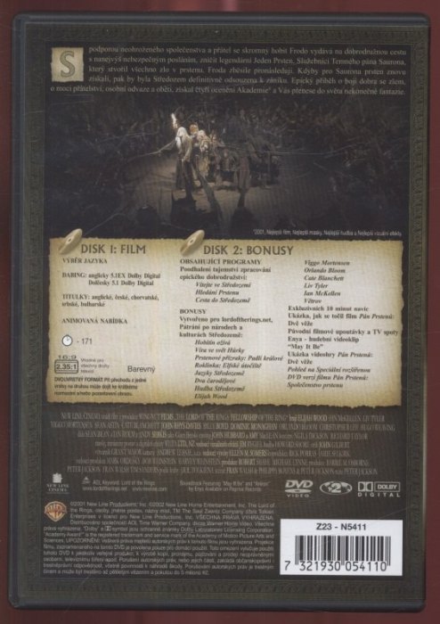 Pán prstenů: Společenstvo Prstenu; Dvě věže; Návrat krále /The Lord of the Rings: The Fellowship of the Ring; The Two Towers; The Return of the King/ (6×DVD)
