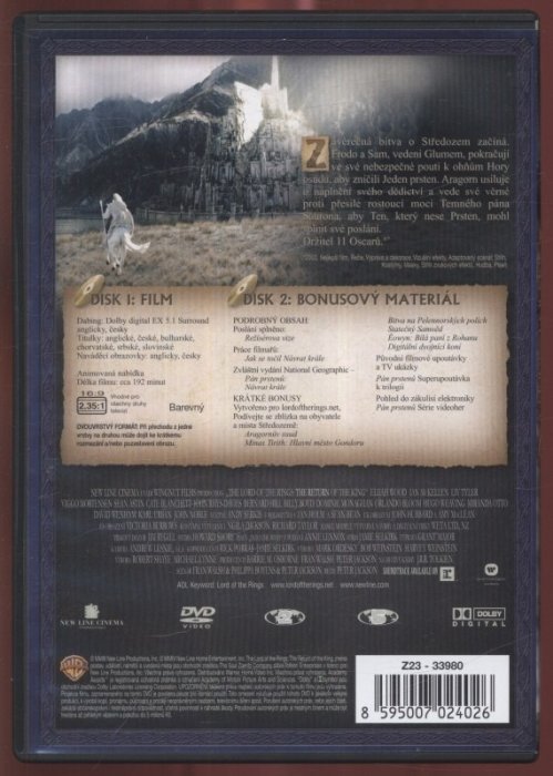 Pán prstenů: Společenstvo Prstenu; Dvě věže; Návrat krále /The Lord of the Rings: The Fellowship of the Ring; The Two Towers; The Return of the King/ (6×DVD)