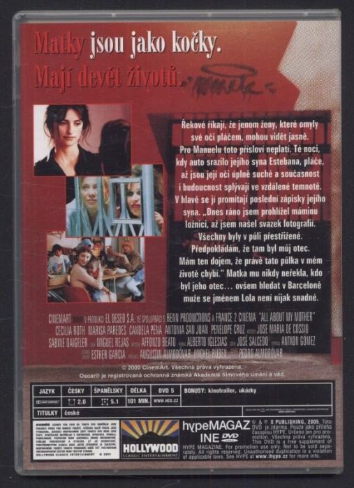 Vše o mé matce /Todo sobre mi madre/ (DVD)