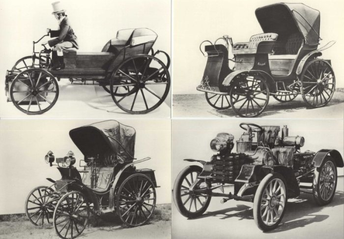 Historické automobily. Národní technické museum (soubor 12 černobílých fotografií)
