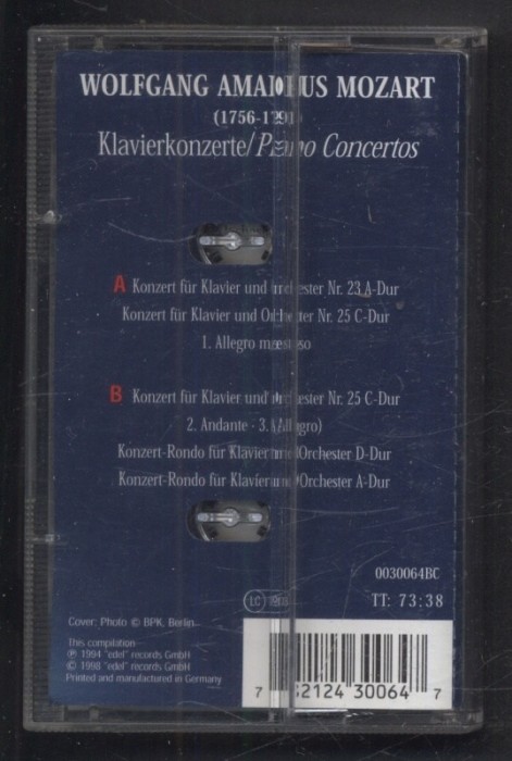 W. A. Mozart - Klavierkonzerte Nr. 23 a 25 (MC)