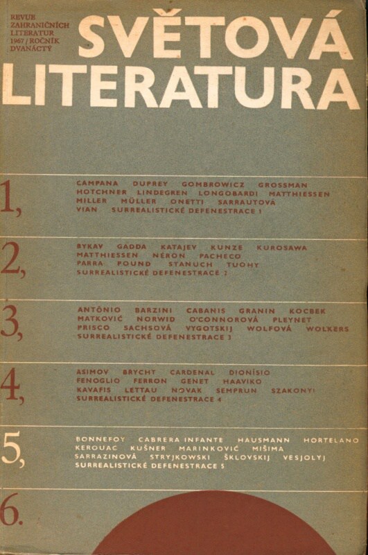 Světová literatura 1967 (kompletní ročník, 6 čísel)