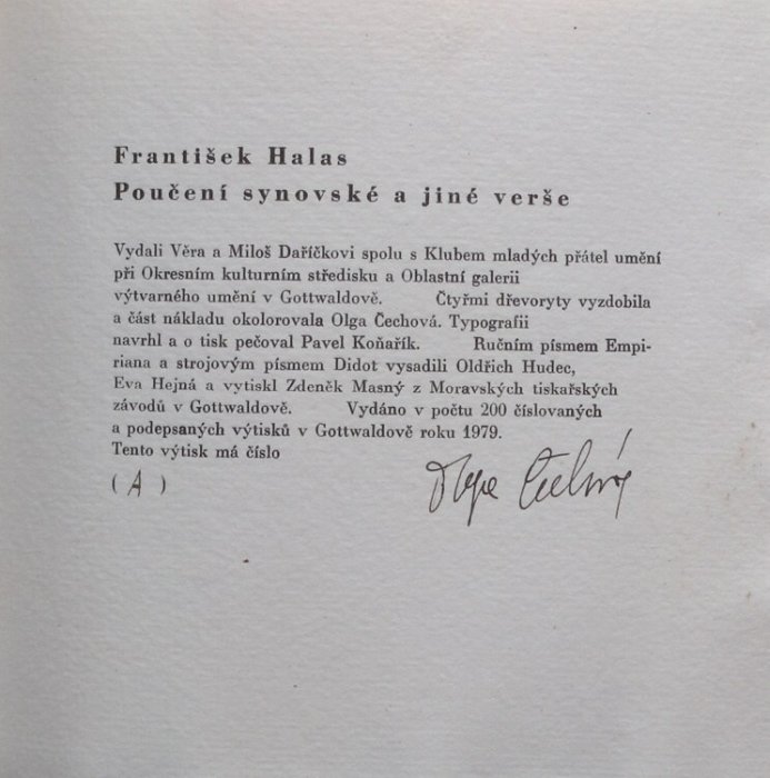 Halas, František - Poučení synovské a jiné verše