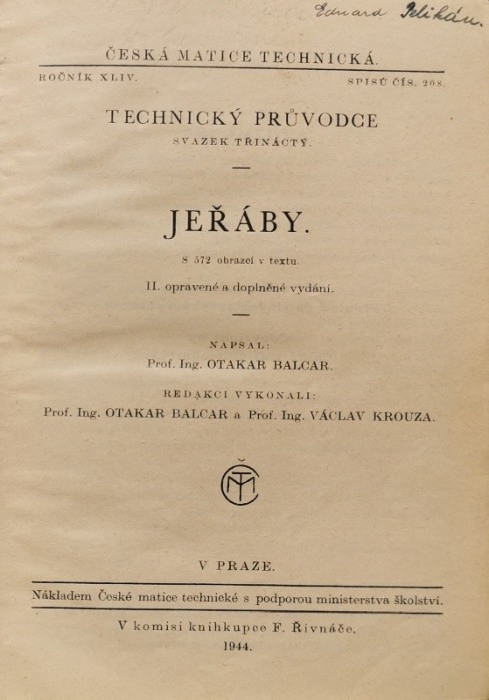 Balcar, Otakar - Jeřáby