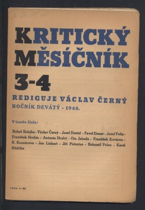 Černý, Václav - Kritický měsíčník ročník 9. (nekompletní: 1-2, 3-4, 5-6, 7-8, 9-10, 13-14)