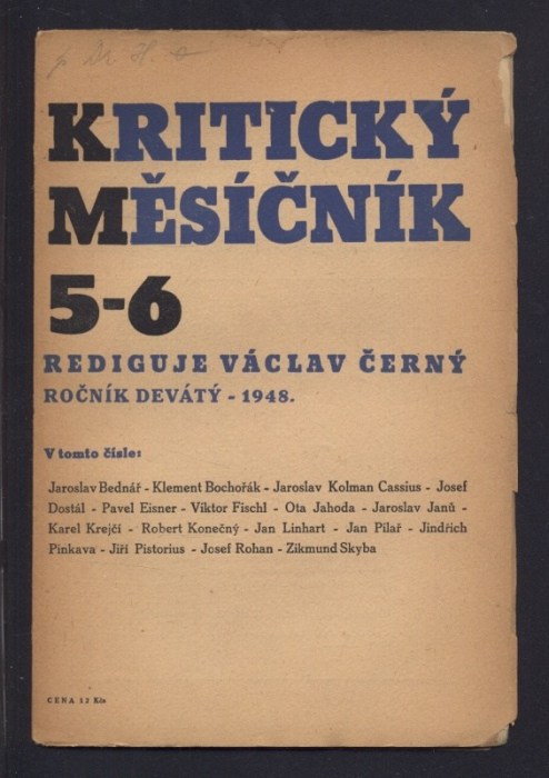 Černý, Václav - Kritický měsíčník ročník 9. (nekompletní: 1-2, 3-4, 5-6, 7-8, 9-10, 13-14)