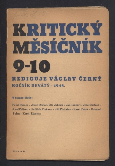 Černý, Václav - Kritický měsíčník ročník 9. (nekompletní: 1-2, 3-4, 5-6, 7-8, 9-10, 13-14)
