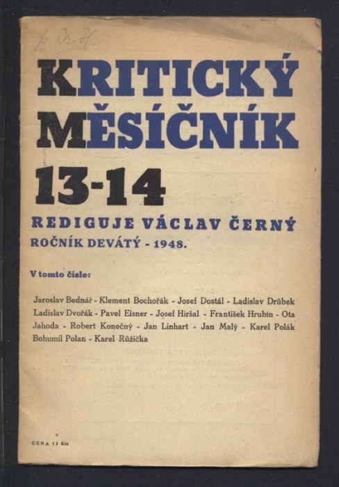 Černý, Václav - Kritický měsíčník ročník 9. (nekompletní: 1-2, 3-4, 5-6, 7-8, 9-10, 13-14)