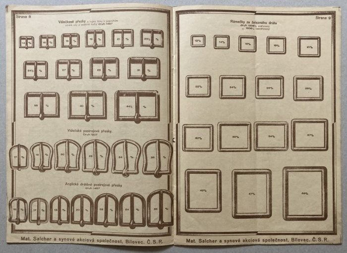 Mat. Salcher a synové - Vyobrazení kování pro sedláře (nabídkový katalog)