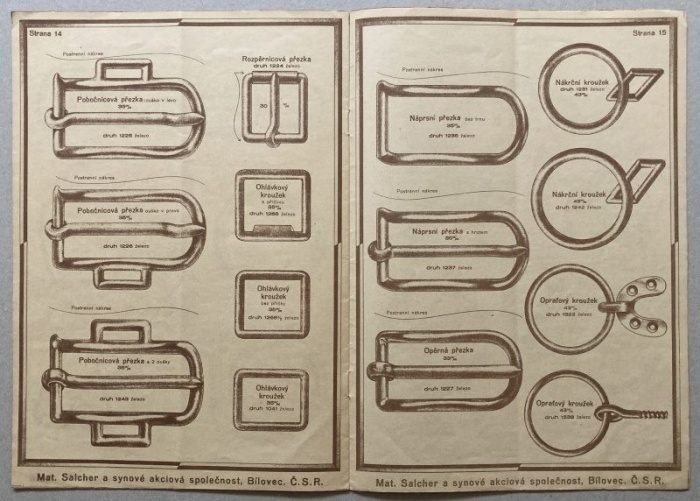 Mat. Salcher a synové - Vyobrazení kování pro sedláře (nabídkový katalog)