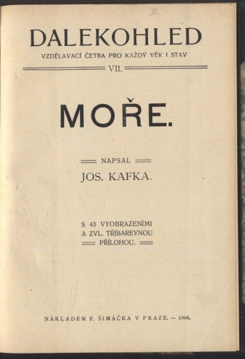 Kafka, Jos. - Moře; Zemětřesení - dva tituly v jednom svazku