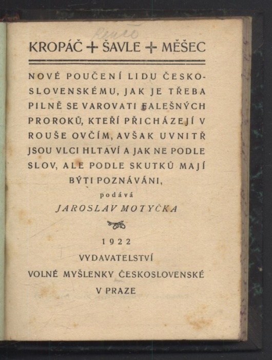 Motyčka, Jaroslav - Kropáč, šavle, měšec