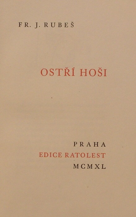 Rubeš, Fr. J. - Ostří hoši