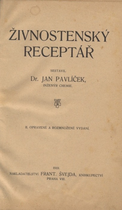 Pavlíček, Jan - Živnostenský receptář