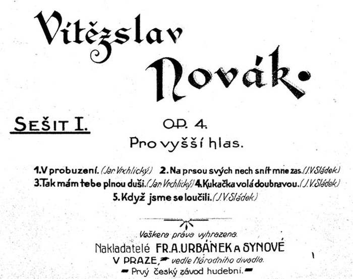 Novák, Vítězslav - Písně  Op.4 (sešit 1.)