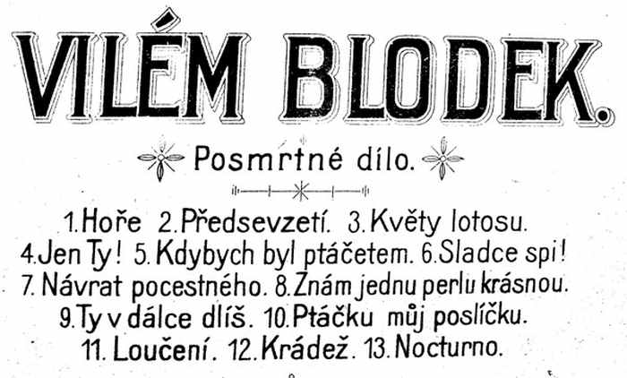 Blodek, Vilém - Písně milostné  pro hluboký hlas