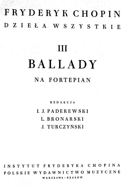 Chopin, Frederyk - Balady