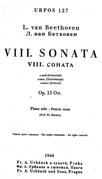 Beethoven, Ludwig van - Sonata  Op. 13  C-moll - Pathetická