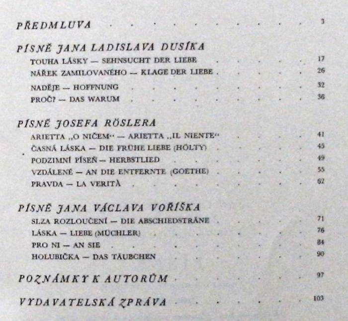 Dusík, Jan Ladislav / Rösler, Josef / Voříšek, Jan Václav - Písně