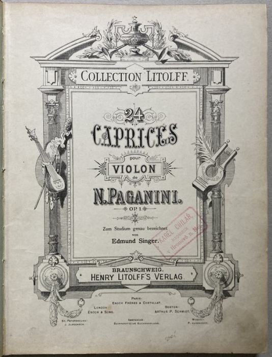 Paganini, Niccolo - 24 Caprices pour Violon, Op. 1