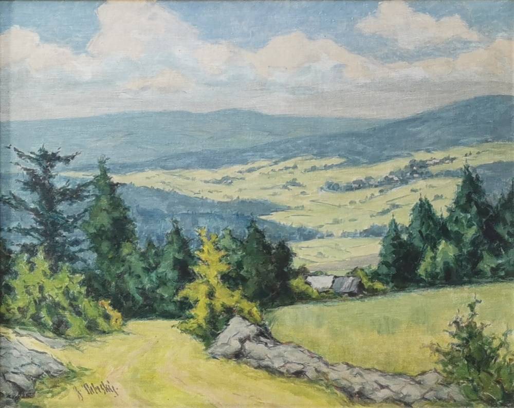 Zdeněk Nebeský - Krajina v Podkrkonoší (olej na desce)