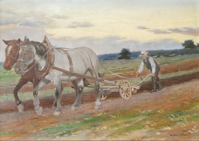 Georgi Christov - Oráč (olej na kartonu)